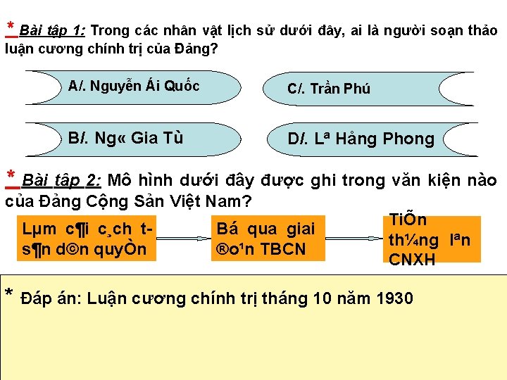 * Bài tập 1: Trong các nhân vật lịch sử dưới đây, ai là