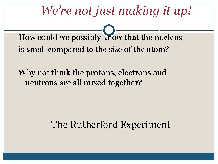 We’re not just making it up! How could we possibly know that the nucleus