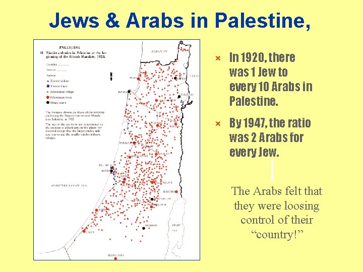 Jews & Arabs in Palestine, 1920 × In 1920, there was 1 Jew to