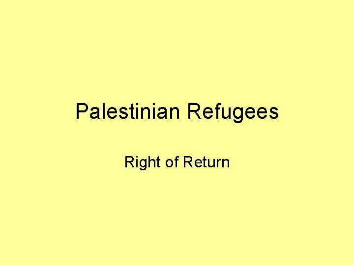 Palestinian Refugees Right of Return 