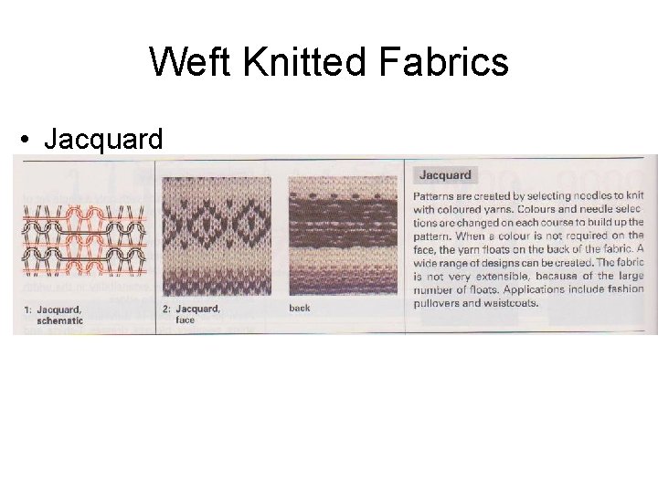 Weft Knitted Fabrics • Jacquard 