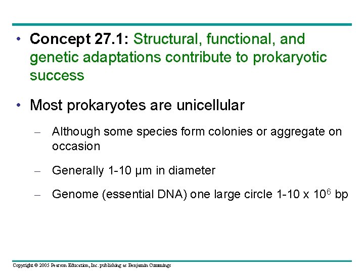 Chapter 27 Prokaryotes Power Point Lectures for Biology