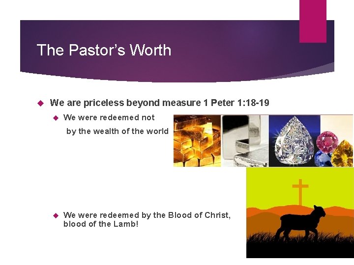 The Pastor’s Worth We are priceless beyond measure 1 Peter 1: 18 -19 We