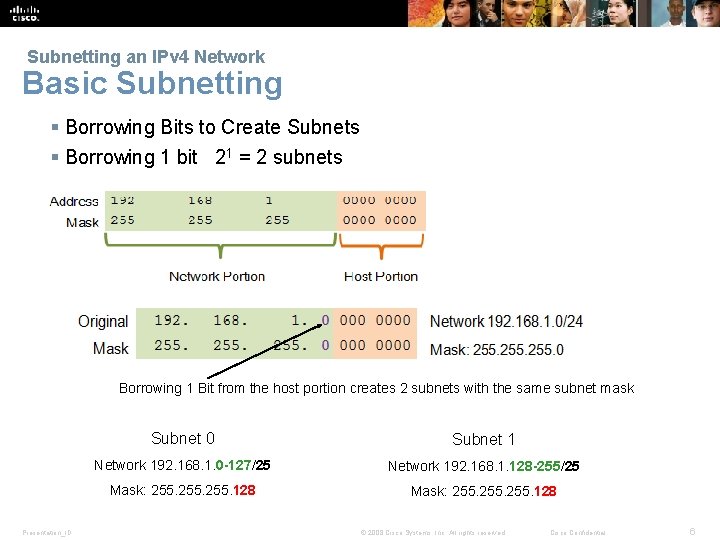  Subnetting an IPv 4 Network Basic Subnetting § Borrowing Bits to Create Subnets
