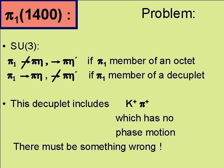 p 1(1400) : • SU(3): p 1 ph , ph´ Problem: if p 1