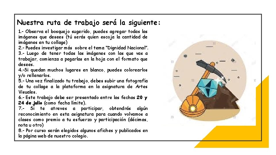 Nuestra ruta de trabajo será la siguiente: 1. - Observa el bosquejo sugerido, puedes