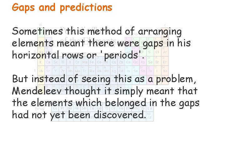 Gaps and predictions Sometimes this method of arranging elements meant there were gaps in