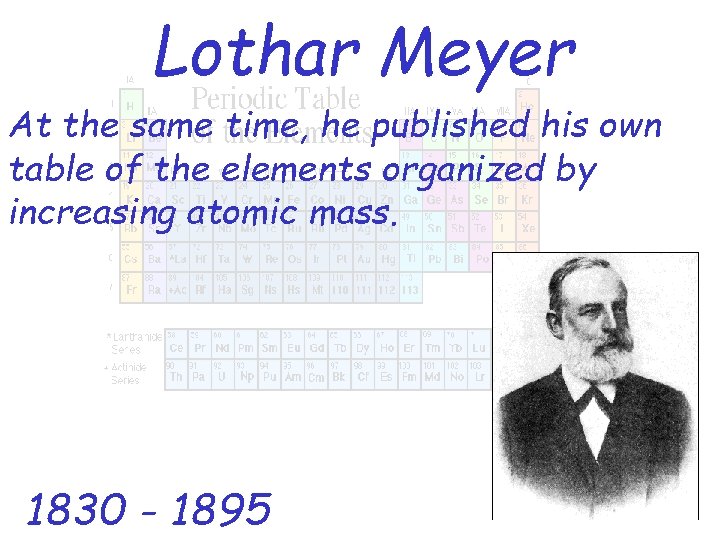 Lothar Meyer At the same time, he published his own table of the elements