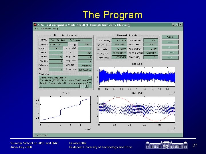 The Program Summer School on ADC and DAC June-July 2006 István Kollár Budapest University