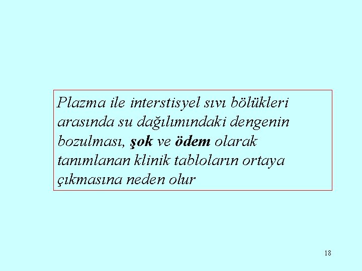 Plazma ile interstisyel sıvı bölükleri arasında su dağılımındaki dengenin bozulması, şok ve ödem olarak