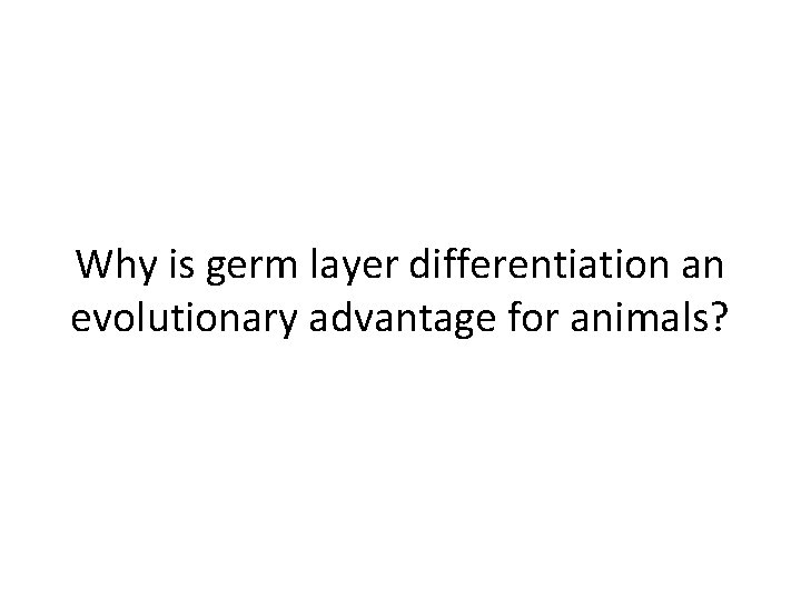 Why is germ layer differentiation an evolutionary advantage for animals? Why is germ layer differentiation an evolutionary advantage for animals?