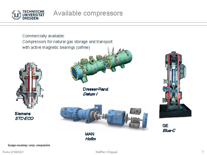 Available compressors Commercially available: Compressors for natural gas storage and transport with active magnetic