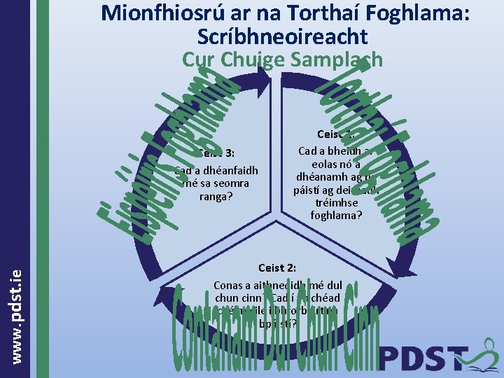  Mionfhiosrú ar na Torthaí Foghlama: Scríbhneoireacht Cur Chuige Samplach Ceist 1: Ceist 3: