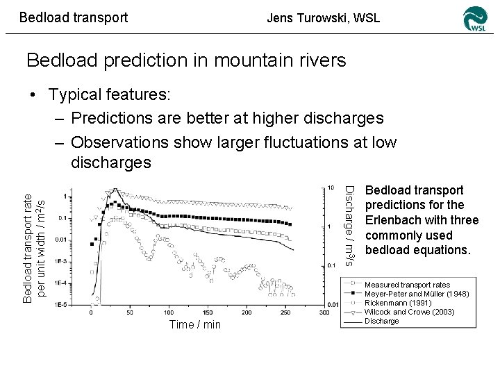 Bedload transport Jens Turowski, WSL Bedload prediction in mountain rivers • Typical features: –