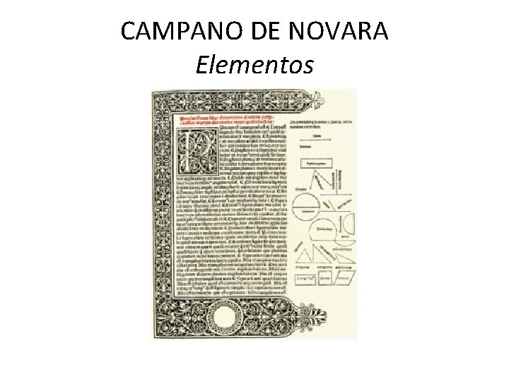 CAMPANO DE NOVARA Elementos 