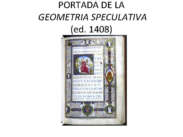 PORTADA DE LA GEOMETRIA SPECULATIVA (ed. 1408) 