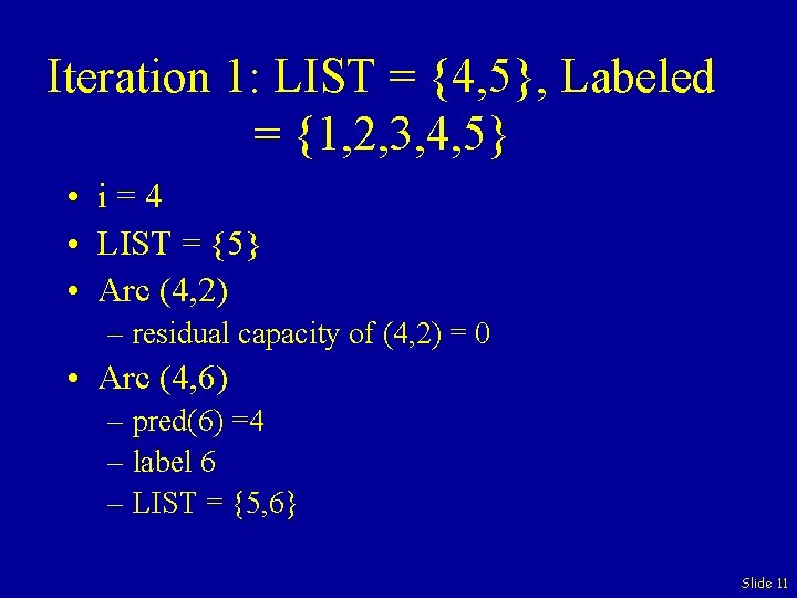Iteration 1: LIST = {4, 5}, Labeled = {1, 2, 3, 4, 5} •