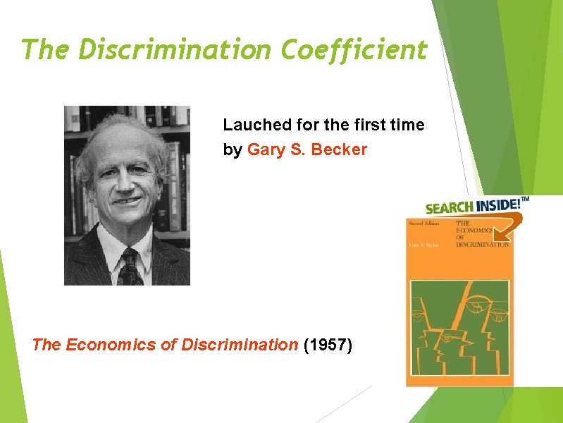 The Discrimination Coefficient Lauched for the first time by Gary S. Becker The Economics