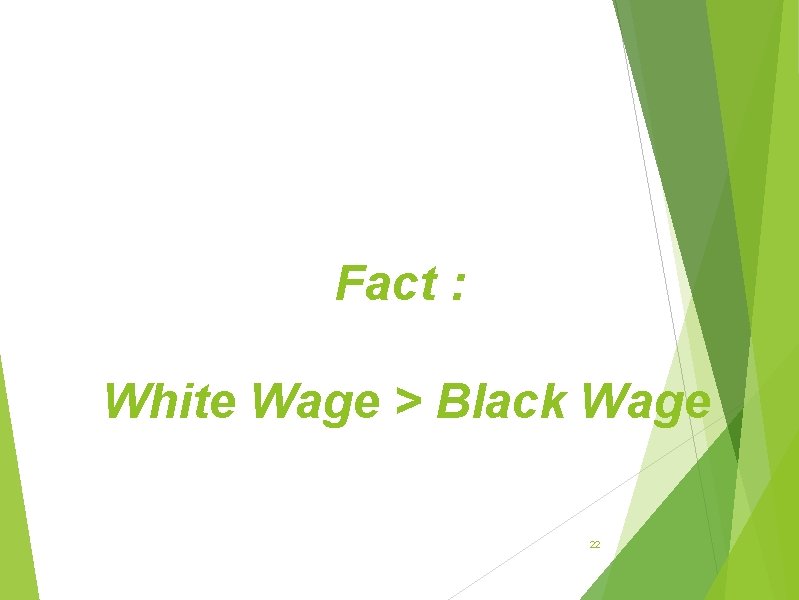 Fact : White Wage > Black Wage 22 