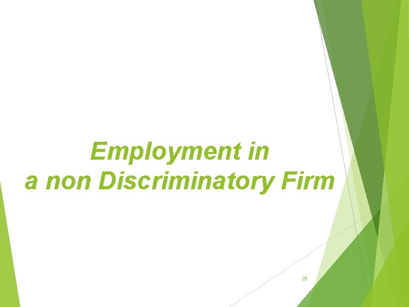 Employment in a non Discriminatory Firm 25 