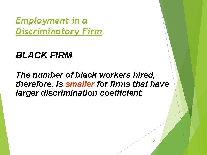 Employment in a Discriminatory Firm BLACK FIRM The number of black workers hired, therefore,