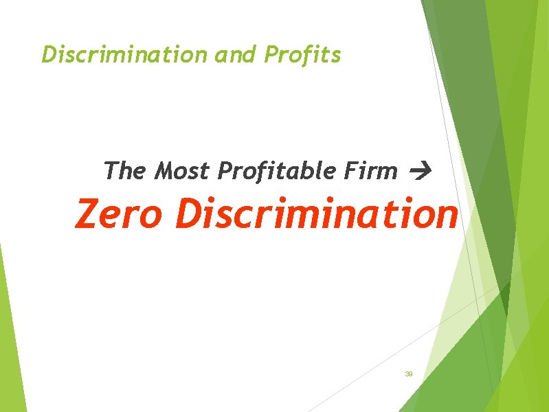 Discrimination and Profits The Most Profitable Firm Zero Discrimination 39 