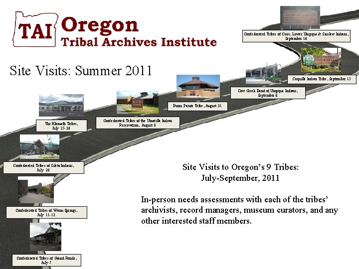 Confederated Tribes of Coos, Lower Umpqua & Siuslaw Indians, September 16 Site Visits: Summer