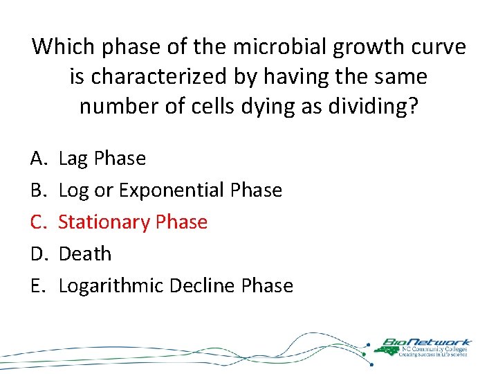 Which phase of the microbial growth curve is characterized by having the same number