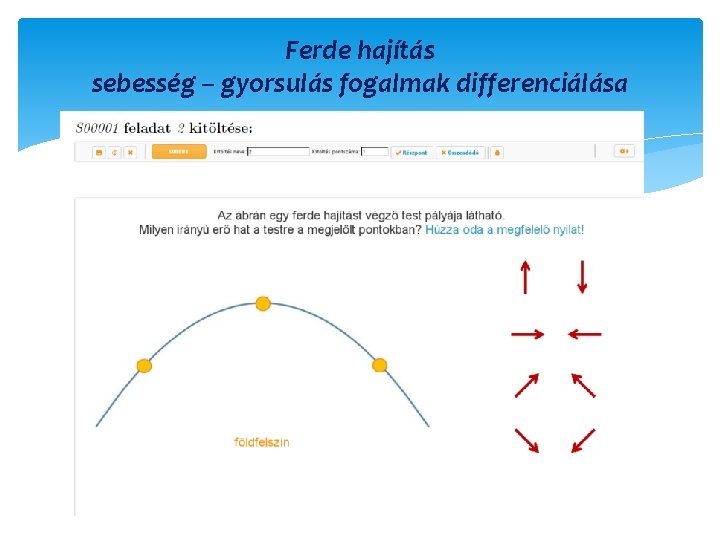 Ferde hajítás sebesség – gyorsulás fogalmak differenciálása 