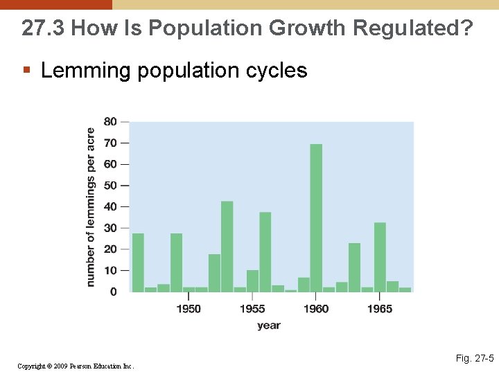 27. 3 How Is Population Growth Regulated? § Lemming population cycles Copyright © 2009