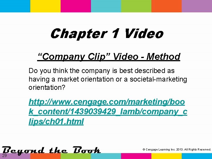 Chapter 1 Video “Company Clip” Video - Method Do you think the company is