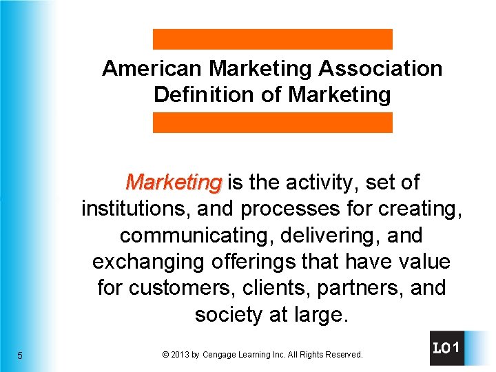 American Marketing Association Definition of Marketing is the activity, set of institutions, and processes