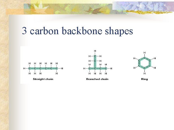 3 carbon backbone shapes 