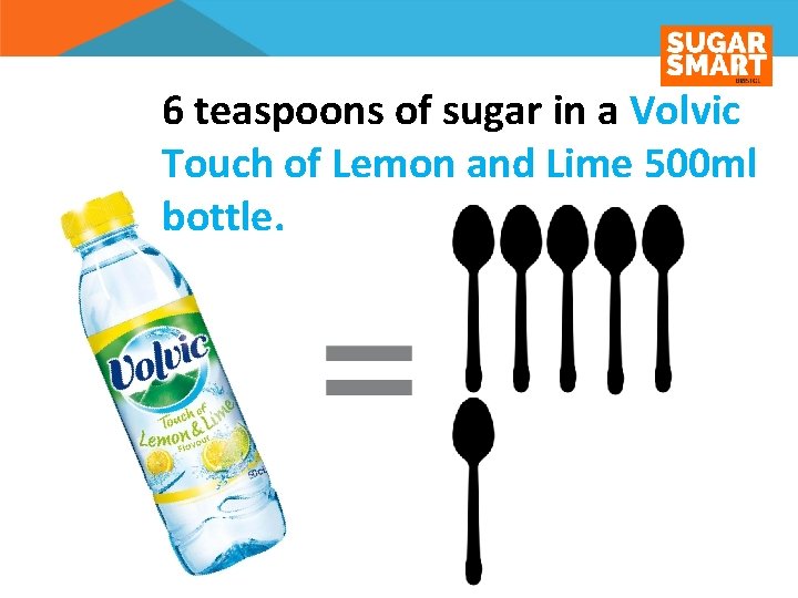6 teaspoons of sugar in a Volvic Touch of Lemon and Lime 500 ml