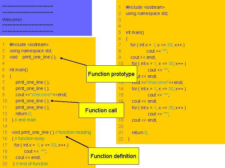 1 #include <iostream> 2 using namespace std; 3 4 5 int main() 6 { 1 #include <iostream> 2 using namespace std; 3 4 5 int main() 6 {