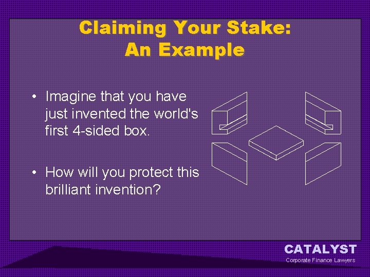 Claiming Your Stake: An Example • Imagine that you have just invented the world's