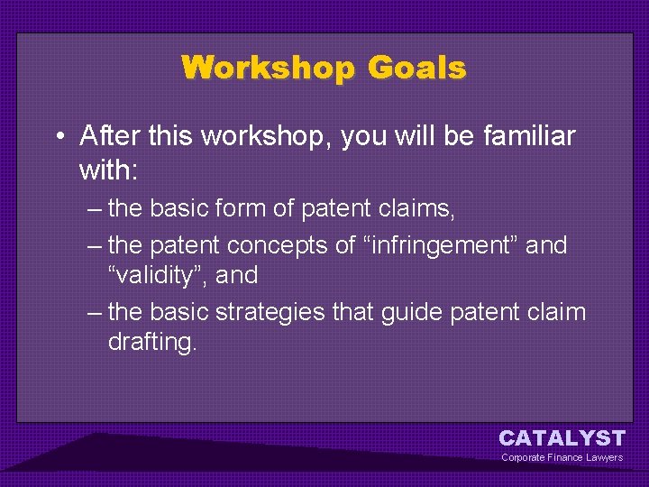 Workshop Goals • After this workshop, you will be familiar with: – the basic