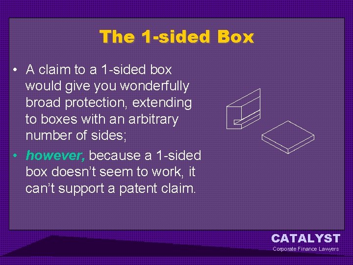 The 1 -sided Box • A claim to a 1 -sided box would give