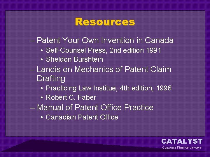 Resources – Patent Your Own Invention in Canada • Self-Counsel Press, 2 nd edition