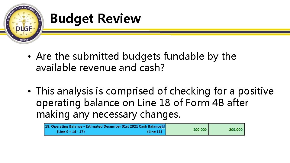 Budget Review • Are the submitted budgets fundable by the available revenue and cash?