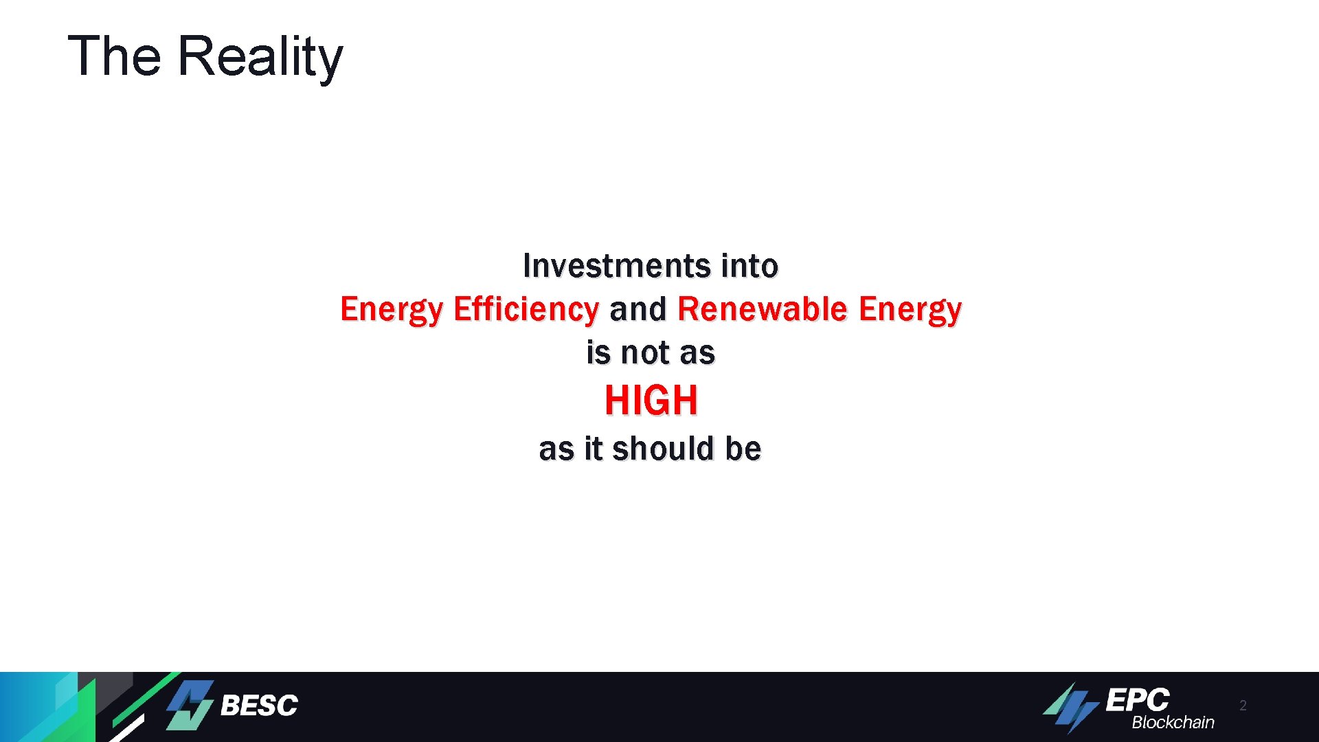The Reality Investments into Energy Efficiency and Renewable Energy is not as HIGH as