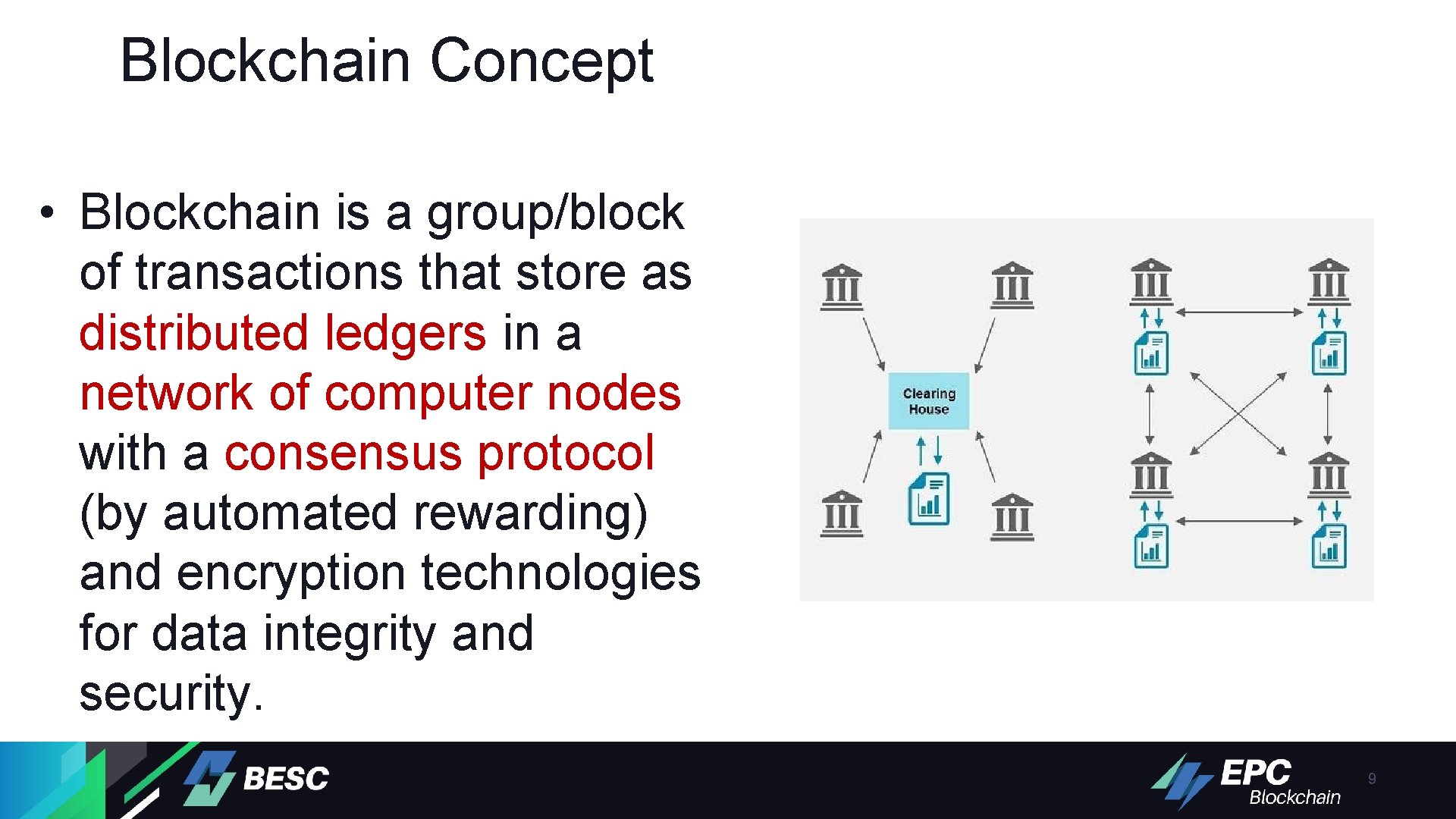 Blockchain Concept • Blockchain is a group/block of transactions that store as distributed ledgers