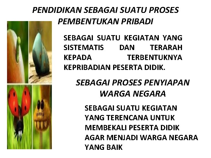 PENDIDIKAN SEBAGAI SUATU PROSES PEMBENTUKAN PRIBADI SEBAGAI SUATU KEGIATAN YANG SISTEMATIS DAN TERARAH KEPADA