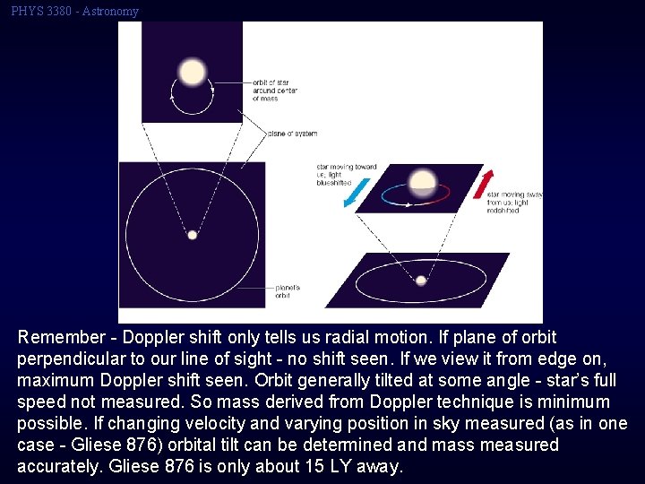 PHYS 3380 - Astronomy Remember - Doppler shift only tells us radial motion. If