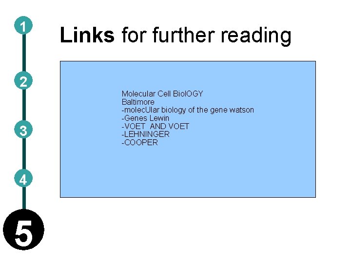 1 2 3 4 5 Links for further reading Molecular Cell Biol. OGY Baltimore