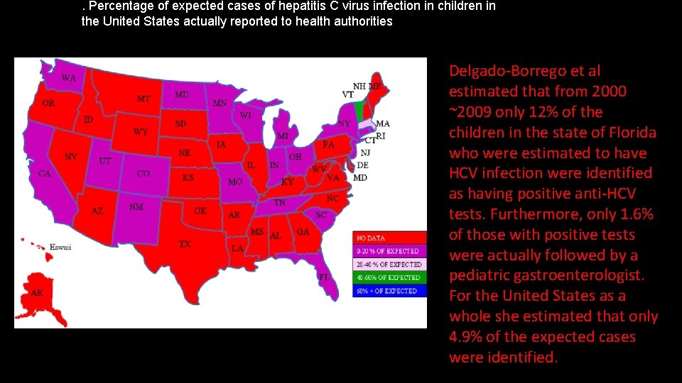 . Percentage of expected cases of hepatitis C virus infection in children in the