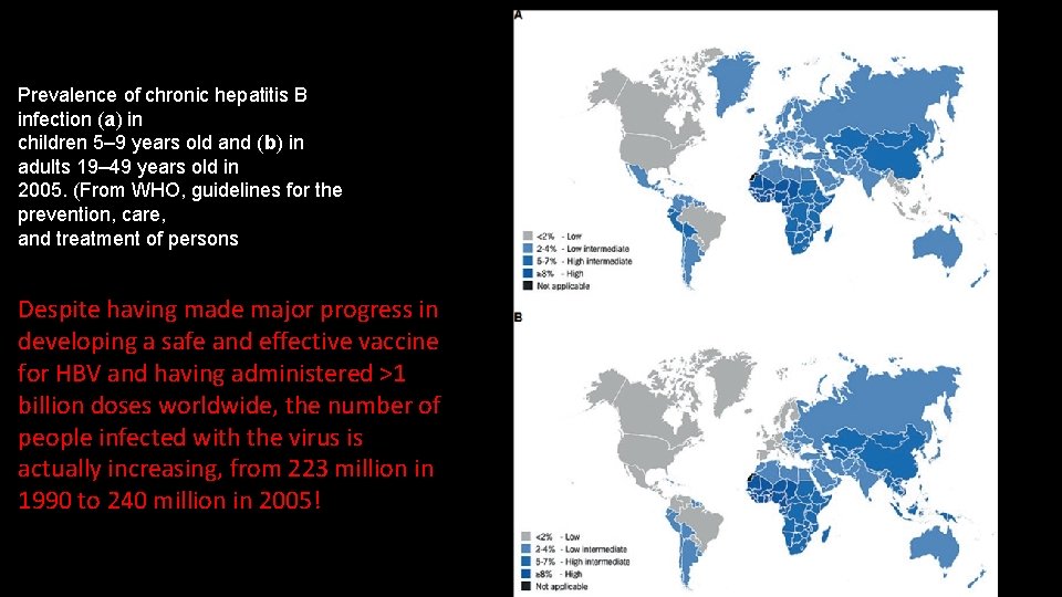 Prevalence of chronic hepatitis B infection (a) in children 5– 9 years old and