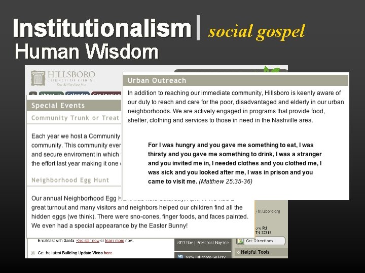 Institutionalism Human Wisdom social gospel 