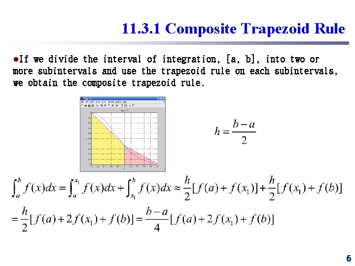 11. 3. 1 Composite Trapezoid Rule l. If we divide the interval of integration, 11. 3. 1 Composite Trapezoid Rule l. If we divide the interval of integration,