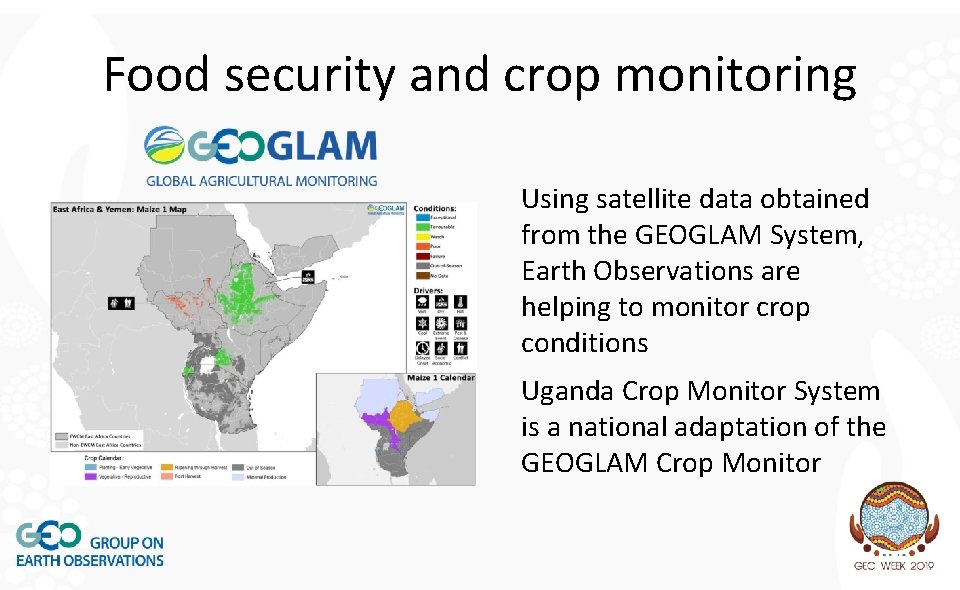 Food security and crop monitoring Using satellite data obtained from the GEOGLAM System, Earth